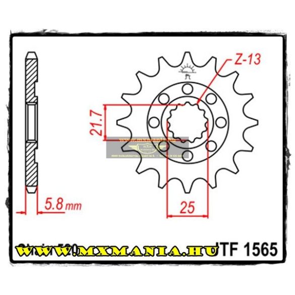 JT Sprockets első lánckerék, R 1565, Kawasaki KLX/KXF