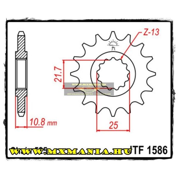 JT Sprockets első lánckerék, 1586, Yamaha YZF-R6/TDM-TRX850