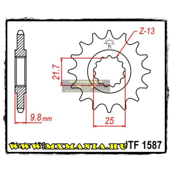 JT Sprockets első lánckerék, 1587, Yamaha FZR400/SR400-500