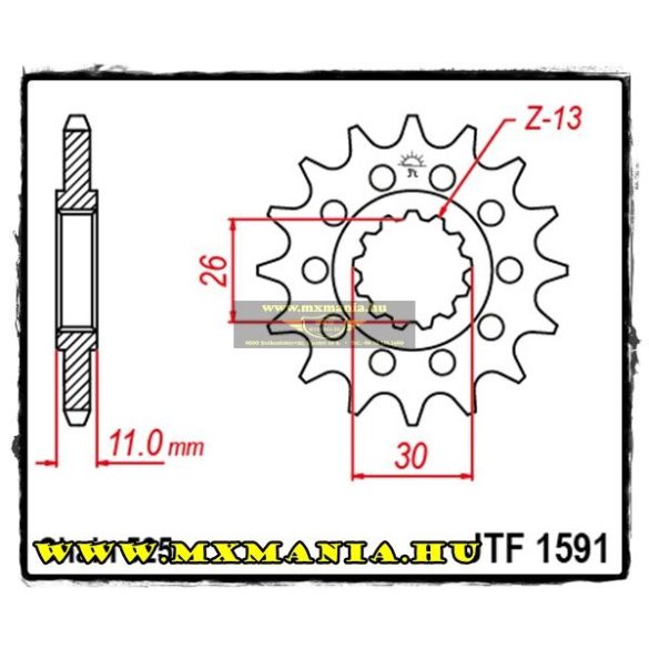 JT Sprockets első lánckerék, 1591, Yamaha FZ/MT/TDM