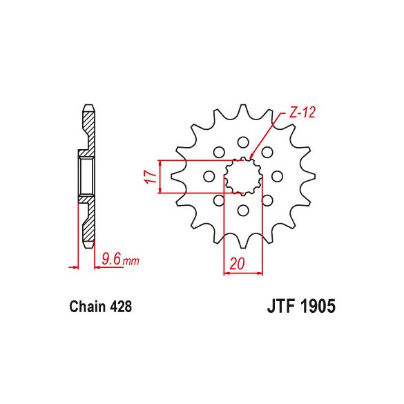 JT Sprockets első lánckerék, 1905, KTM utcai és Off Road motorokhoz