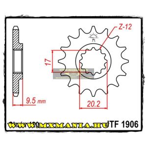 JT Sprockets első lánckerék, R 1906, KTM SX 60-65