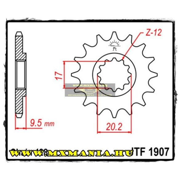 JT Sprockets első lánckerék, R 1907, KTM 85-105 - 2004-2017