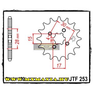 JT Sprockets első lánckerék, 253, Honda Off Road, ATV motorokhoz