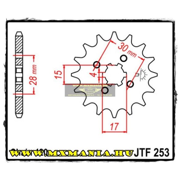 JT Sprockets első lánckerék, 253, Honda Off Road, ATV motorokhoz