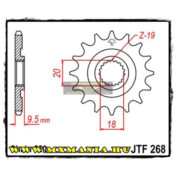 JT Sprockets első lánckerék, 268, Honda CR 125R/125RG