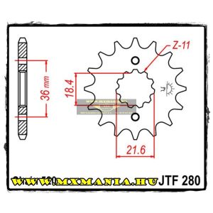 JT Sprockets első lánckerék, 280, Honda AX/NX/XL