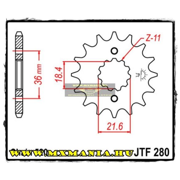 JT Sprockets első lánckerék, 280, Honda AX/NX/XL