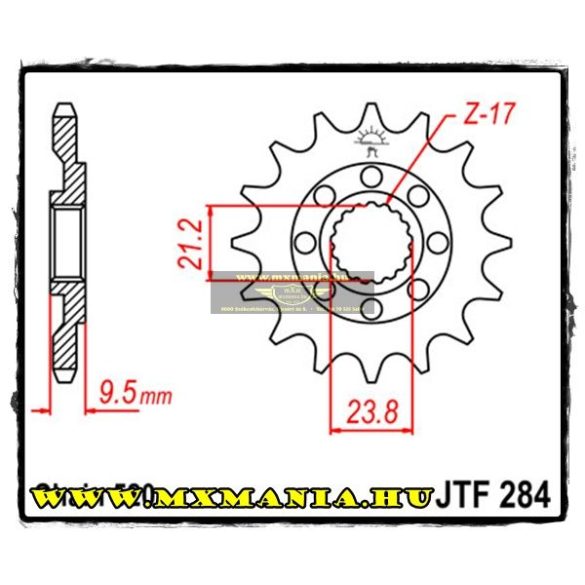 JT Sprockets első lánckerék, R 284, Honda CR/CRF/TRX/CRM