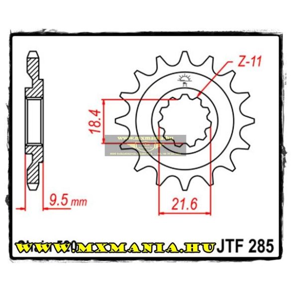 JT Sprockets első lánckerék, 285, Honda CR250/500