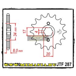   JT Sprockets első lánckerék, 287, Honda XR/CRF/XLR/CA/CB/CD