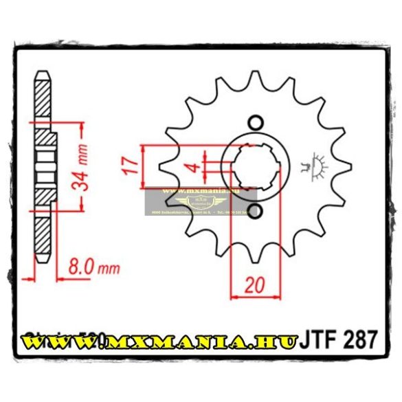 JT Sprockets első lánckerék, 287, Honda XR/CRF/XLR/CA/CB/CD