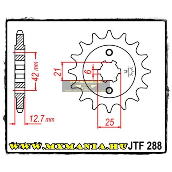 JT Sprockets első lánckerék, 288, Honda CB