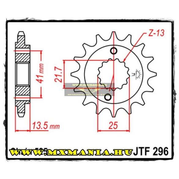 JT Sprockets első lánckerék, 296, Honda XL/VT/VLX/VRX/NV/XRV/NT