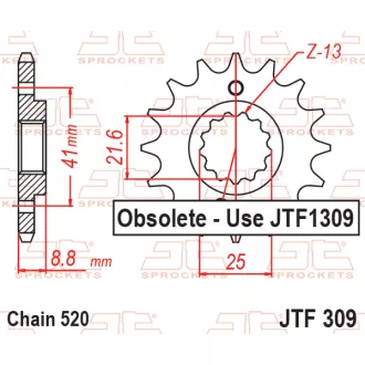 Jt sprockets első lánckerék, 309