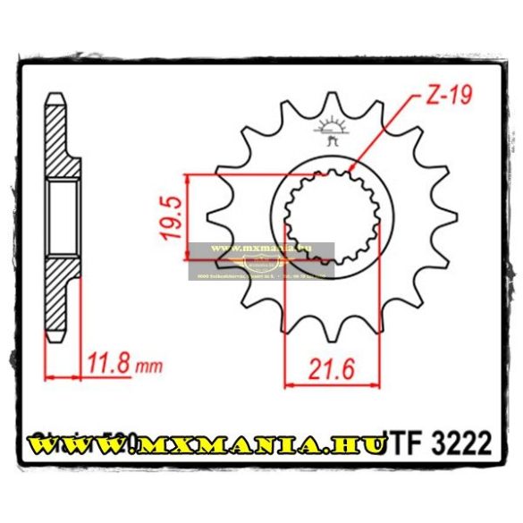 JT Sprockets első lánckerék, 3222, Polaris 250-300-350-400-425