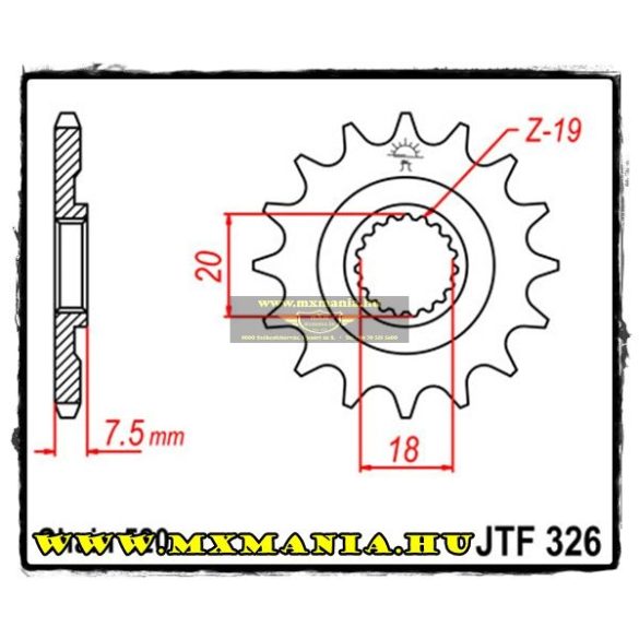 JT Sprockets első lánckerék, 326, Honda CR125