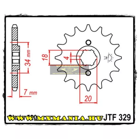JT Sprockets első lánckerék, 329, Honda TLM/TLR/MBX/NSR