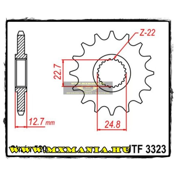 JT Sprockets első lánckerék, 3323, Polaris ATV 250-300-350-400-425