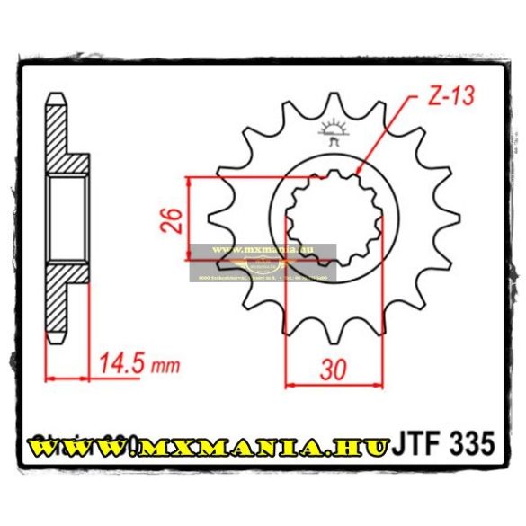 JT Sprockets első lánckerék, 335, Honda CBX