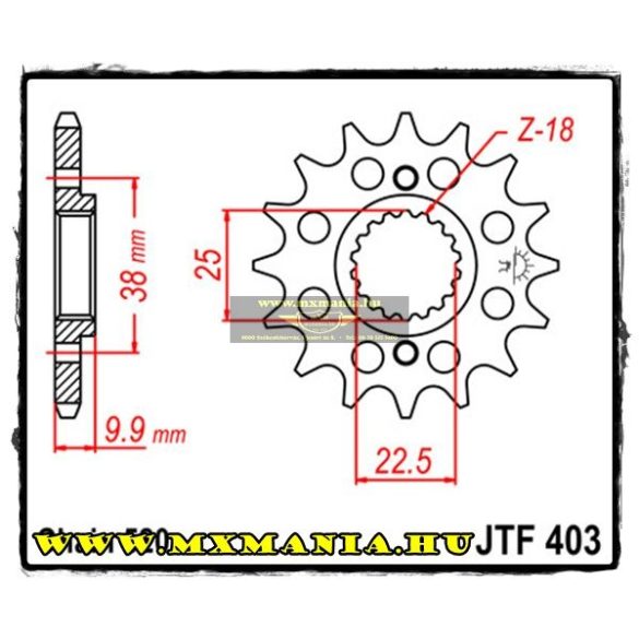 JT Sprockets első lánckerék, 403, BMW 450X, Husqvarna SMR/TC/TE