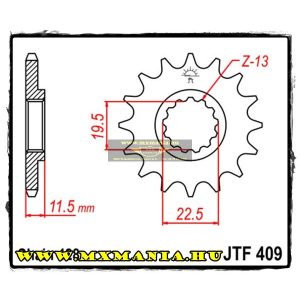 JT Sprockets első lánckerék, 409, Kawasaki KLX, Suzuki DRZ