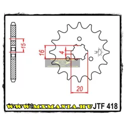   JT Sprockets első lánckerék, 418, Kawasaki KM/KC/KE/KH/RS Suzuki GT/TS