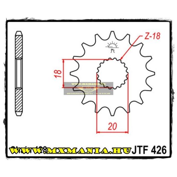 JT Sprockets első lánckerék, 426, Suzuki GN/ALT/LT/DR/RM Yamaha YT , Kreidler