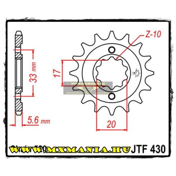 JT Sprockets első lánckerék, 430, Kawasaki KX Suzuki RM-Z/GS/GSX/GT