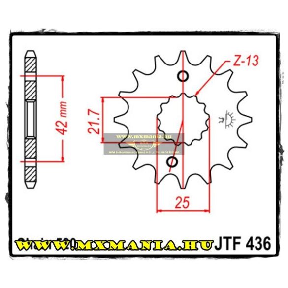 JT Sprockets első lánckerék, 436, Aprilia RS, suzuki RG/RGV/TV