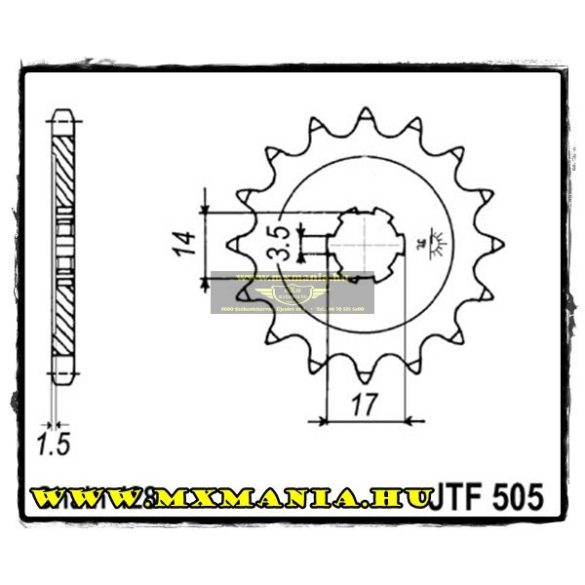 JT Sprockets első lánckerék, 505, Kawasaki Modenas/KZR/AX