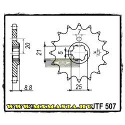   JT Sprockets első lánckerék, 507, Husqvarna CR/WR/KLT/KXT/KDX Kawasaki KX/KDX
