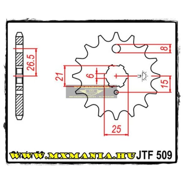 JT Sprockets első lánckerék, 509, Kawasaki KZ/Z400-Z440