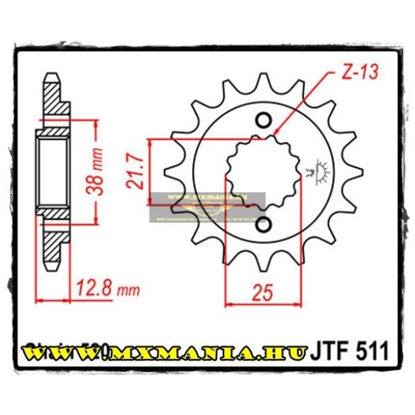 JT Sprockets első lánckerék, 511, Kawasaki KL/KLX/KLR