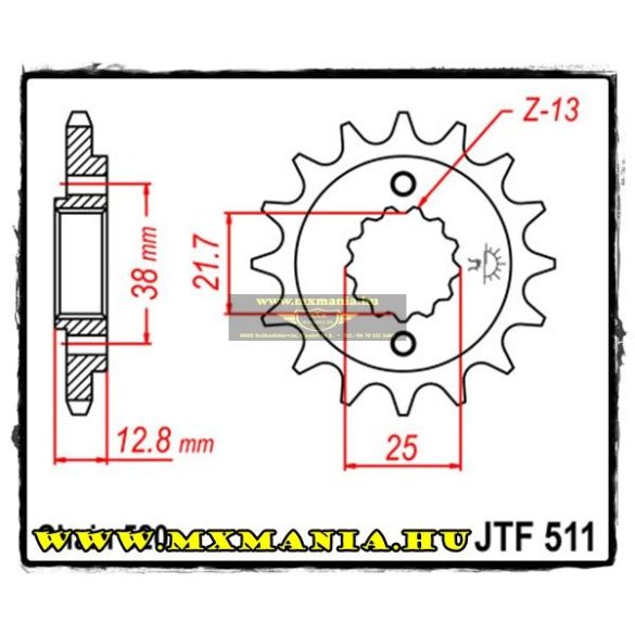 JT Sprockets első lánckerék, 511, Kawasaki KL/KLX/KLR