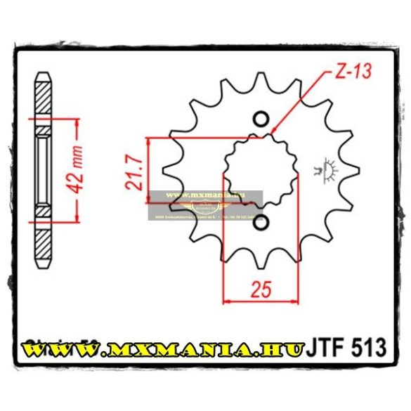 JT Sprockets első lánckerék, 513, Utcai-Suzuki,/Kawasaki/Yamaha