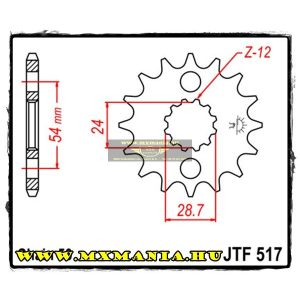 JT Sprockets első lánckerék, 517, Kawasaki GPZ/ZR/ZX/ZZ/ZZR