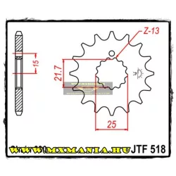   JT Sprockets első lánckerék, 518, Kawasaki KZ/Z650/GPZ/KZ/GSX/GS/RE5