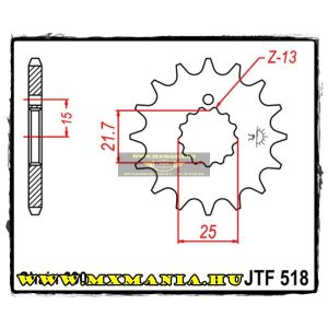 JT Sprockets első lánckerék, 518, Kawasaki KZ/Z650/GPZ/KZ/GSX/GS/RE5