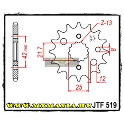 JT Sprockets első lánckerék, 519, Kawasaki VN/ZZR/ZXR/ZX