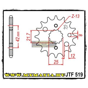 JT Sprockets első lánckerék, 519, Kawasaki VN/ZZR/ZXR/ZX