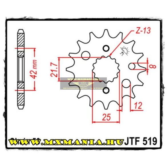 JT Sprockets első lánckerék, 519, Kawasaki VN/ZZR/ZXR/ZX