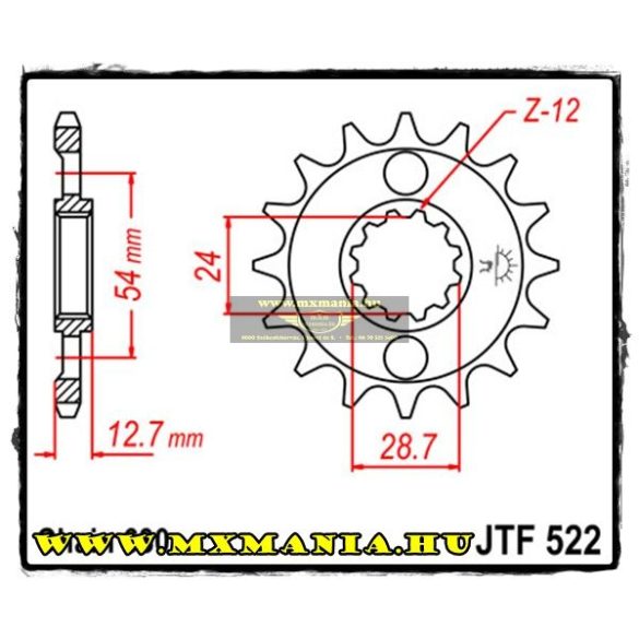 JT Sprockets első lánckerék, 522, Kawasaki KZ/GPZ/KZ/Z1000/Z1100