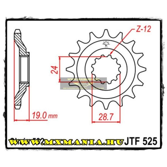 JT Sprockets első lánckerék, 525, Kawasaki ZX