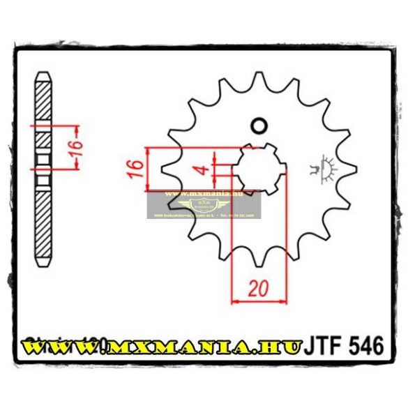 JT Sprockets első lánckerék, 546, Yamaha YZ/DT/VT Kawasaki KX/KD