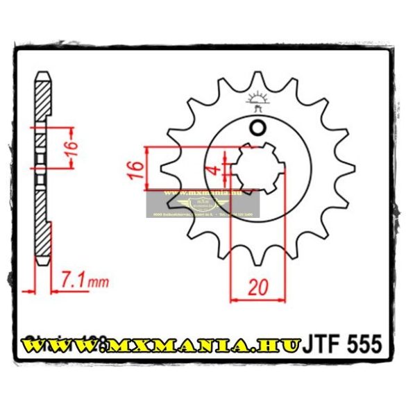 JT Sprockets első lánckerék, 555, Kawasaki KX, Suzuki RM, Yamaha XT/TT