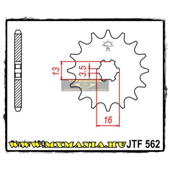 JT Sprockets első lánckerék, 562, Kawasaki KSF, Suzuki LT/ZR50 X1, Yamaha DT50 M/DTR50