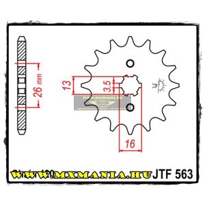 JT Sprockets első lánckerék, 563, Yamaha-Suzuki-Kawasaki 50-100ccm