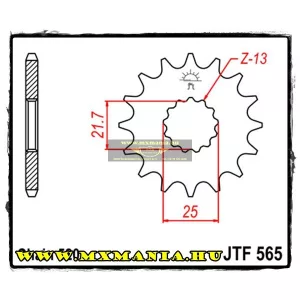 JT Sprockets első lánckerék, 565, Kawasaki KXKLX/EX/ER-6f/650 Ninja/KLE, Suzuki GS/SFV, Yamaha DT/XT/YFM/WR/YZ