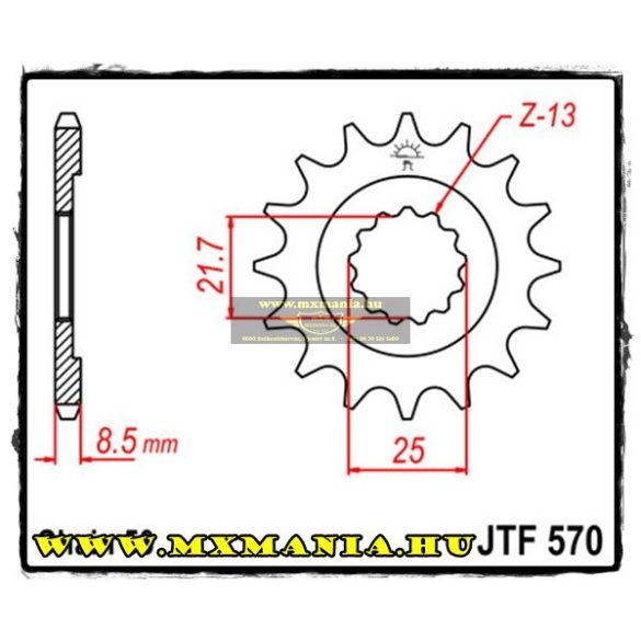 JT Sprockets első lánckerék, 570, Yamaha XT500